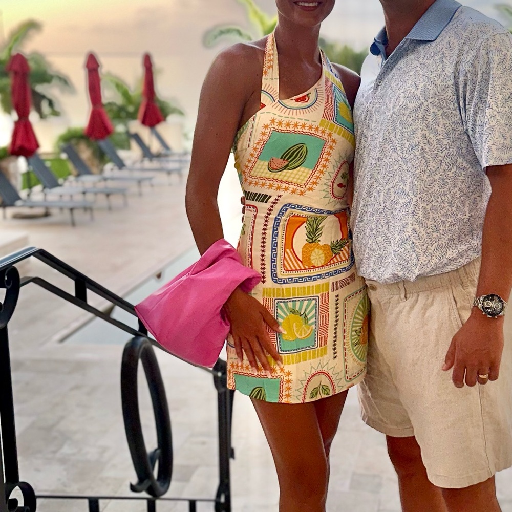 Agata Print Halter Vacation Dress